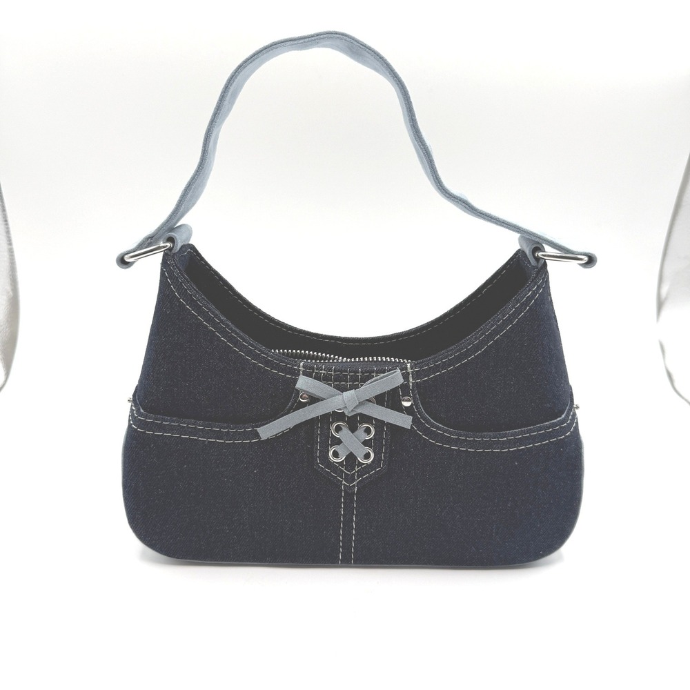 Current Mood Dolls Kill Denim Shoulder Bag Small Blue Lace Up Y2K Lizzie Mcguire